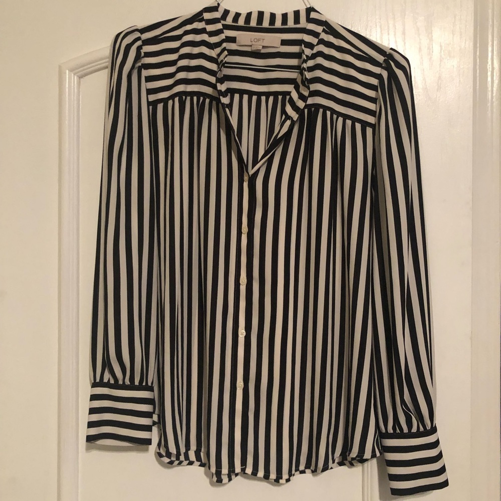 Loft black and white stripe blouse